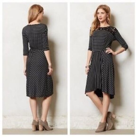 Anthropologie Dresses & Skirts - Anthropologie Tiny Dress Black and Gray Sz XSP